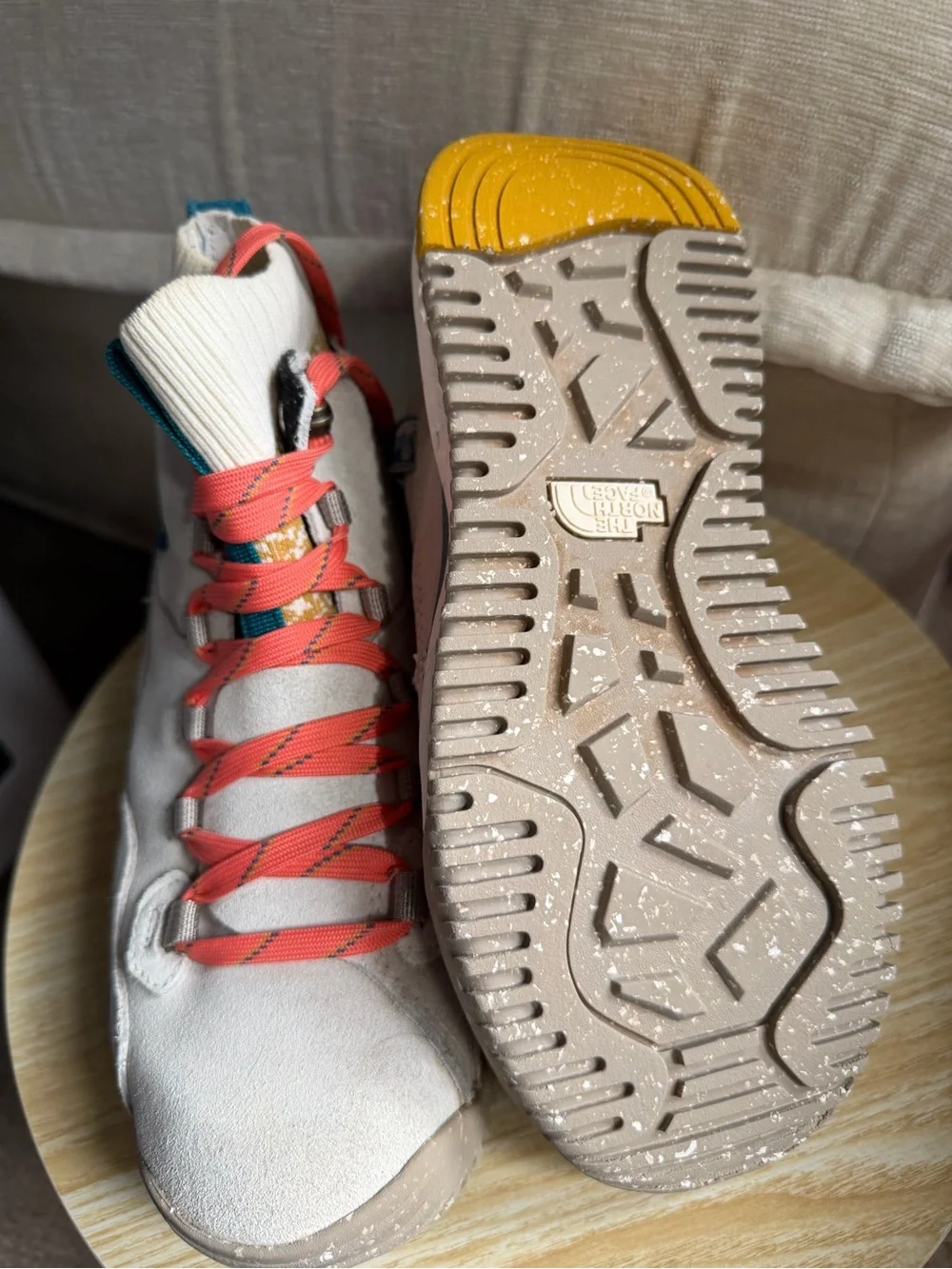 The North Face Women’s  Waterproof Sock-Top Hiking Boots in Cream & Teal